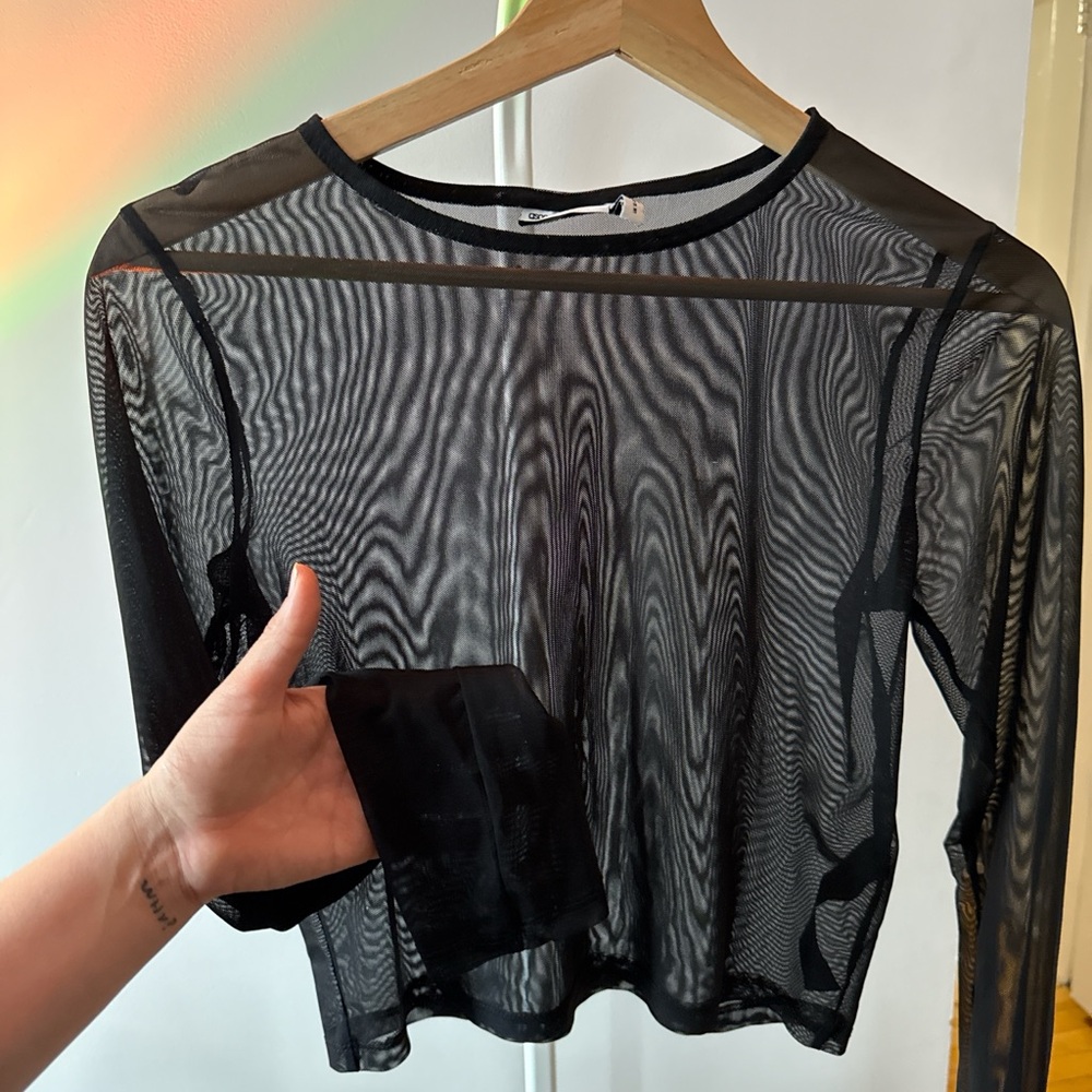 ASOS Black Sheer Long Sleeve Top